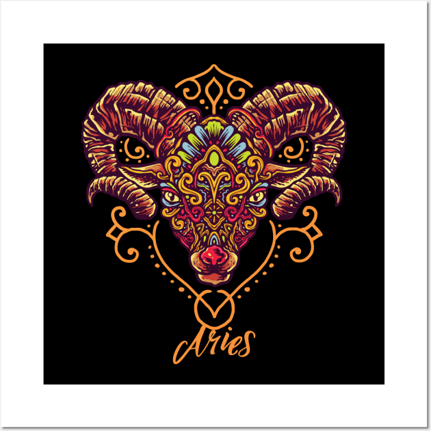 Aries Zodiac Sign Artistic Ram Wall Art by letnothingstopyou